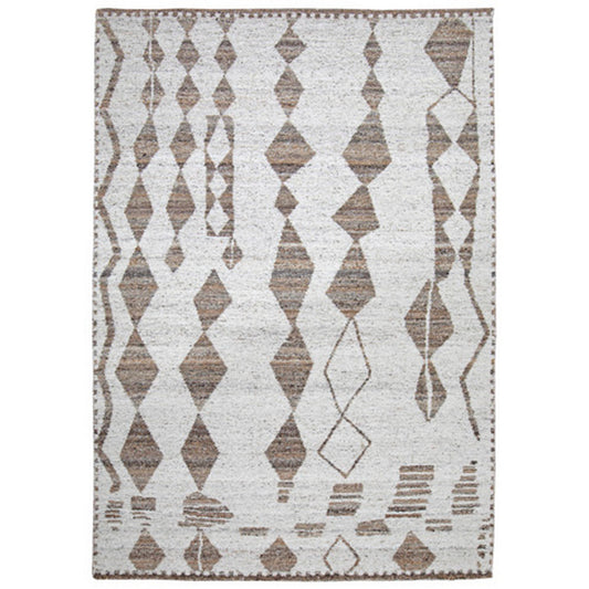 Betty 5 x 7 Area Rug, Geometric Pattern, Beige Brown Polyester, Cotton By Casagear Home