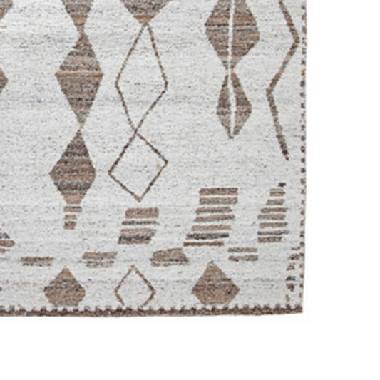 Betty 5 x 7 Area Rug, Geometric Pattern, Beige Brown Polyester, Cotton By Casagear Home