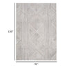 Glam 8 x 10 Area Rug, Geometric Pattern, Tufted Gray White Polyester, Wool By Casagear Home