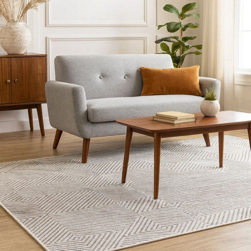 Ashley Glam 8 x 10 Area Rug, Patterned Tufted Gray White, Wool