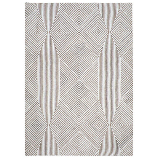 Ashley Glam 8 x 10 Area Rug, Patterned Tufted Gray White, Wool
