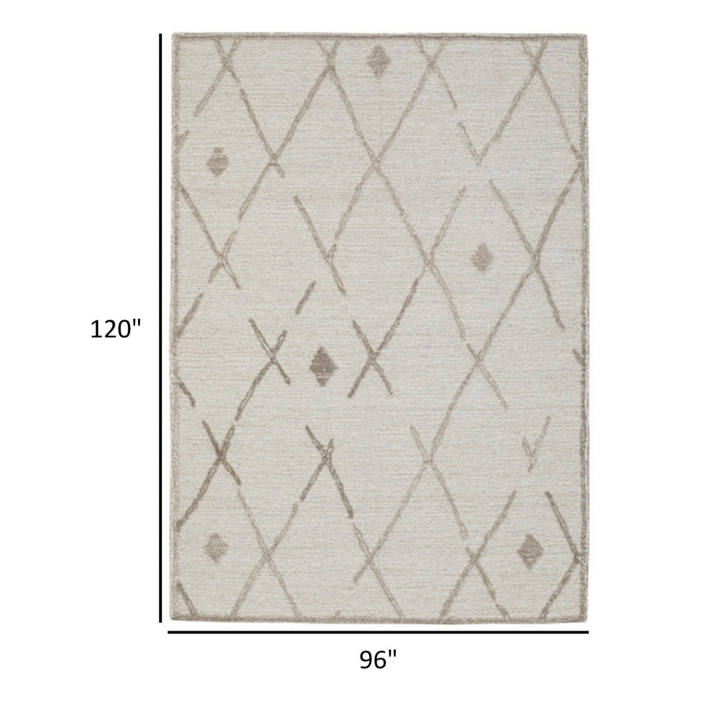 Hima 8 x 10 Area Rug, Geometric Pattern, Hand Tufted Gray Wool Cotton Back By Casagear Home