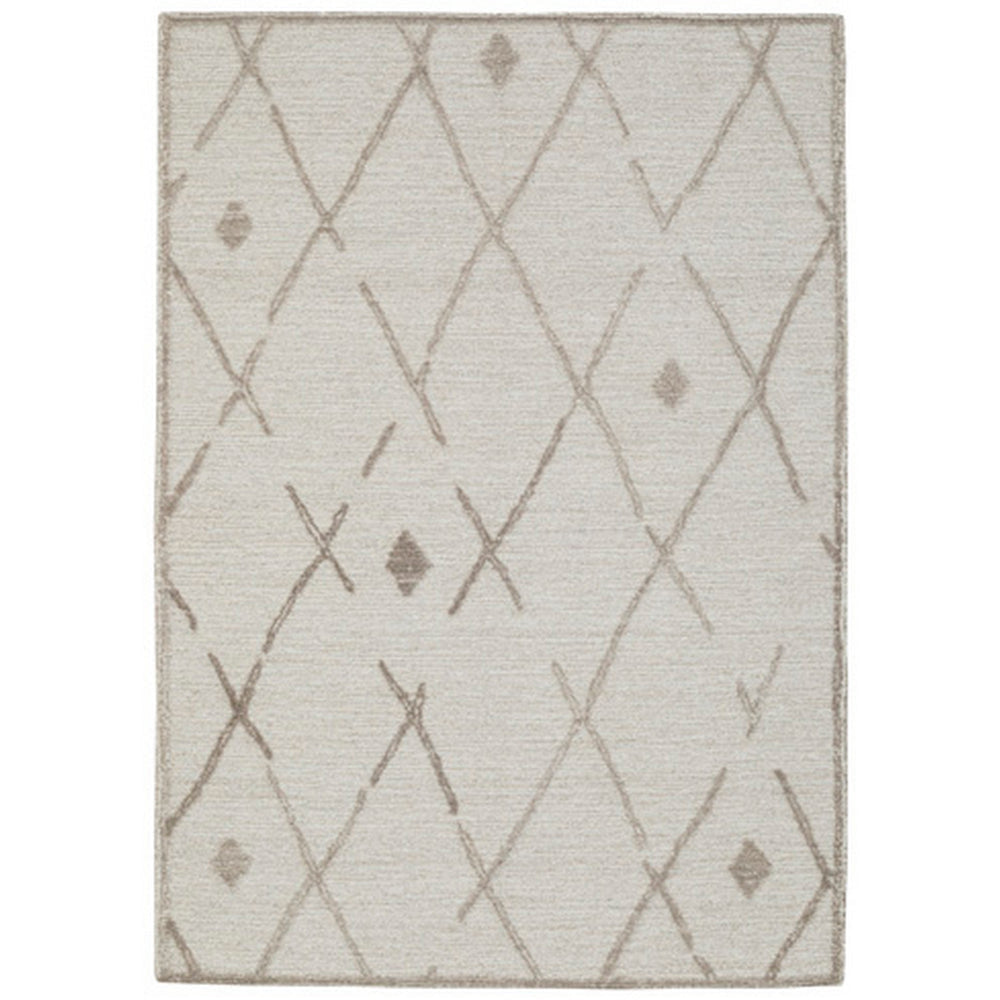 Hima 8 x 10 Area Rug, Geometric Pattern, Hand Tufted Gray Wool Cotton Back By Casagear Home