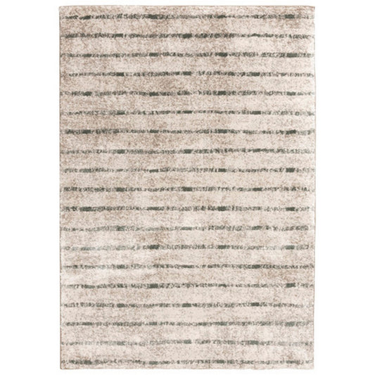 Bony 8 x 10 Area Rug, Striped Design Cream and Sage, Soft Pile, Jute Back By Casagear Home