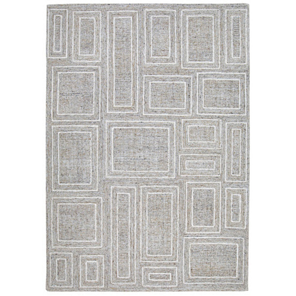 Ashley Bora 8 x 10 Area Rug, Geometric, Polyester Gray White Wool