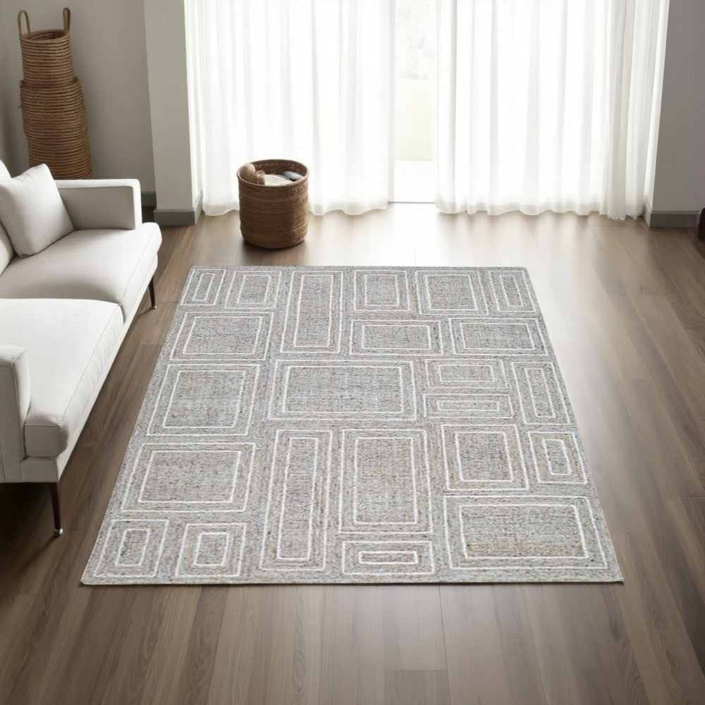 Ashley Bora 5 x 7 Area Rug, Geometric, Polyester Gray White Wool