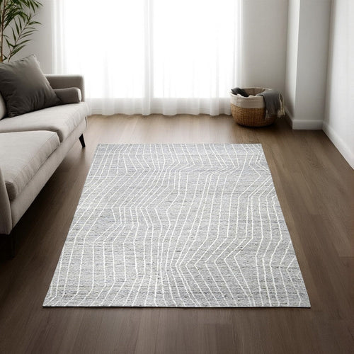Ashley Monty 5 x 7 Area Rug, Gray, Ivory Polyester, Cotton Backing