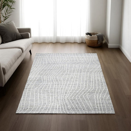 Ashley Monty 5 x 7 Area Rug, Gray, Ivory Polyester, Cotton Backing