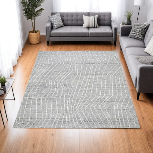 Ashley Veer 8 x 10 Area Rug, Abstract Pattern Polyester, Wool, Gray