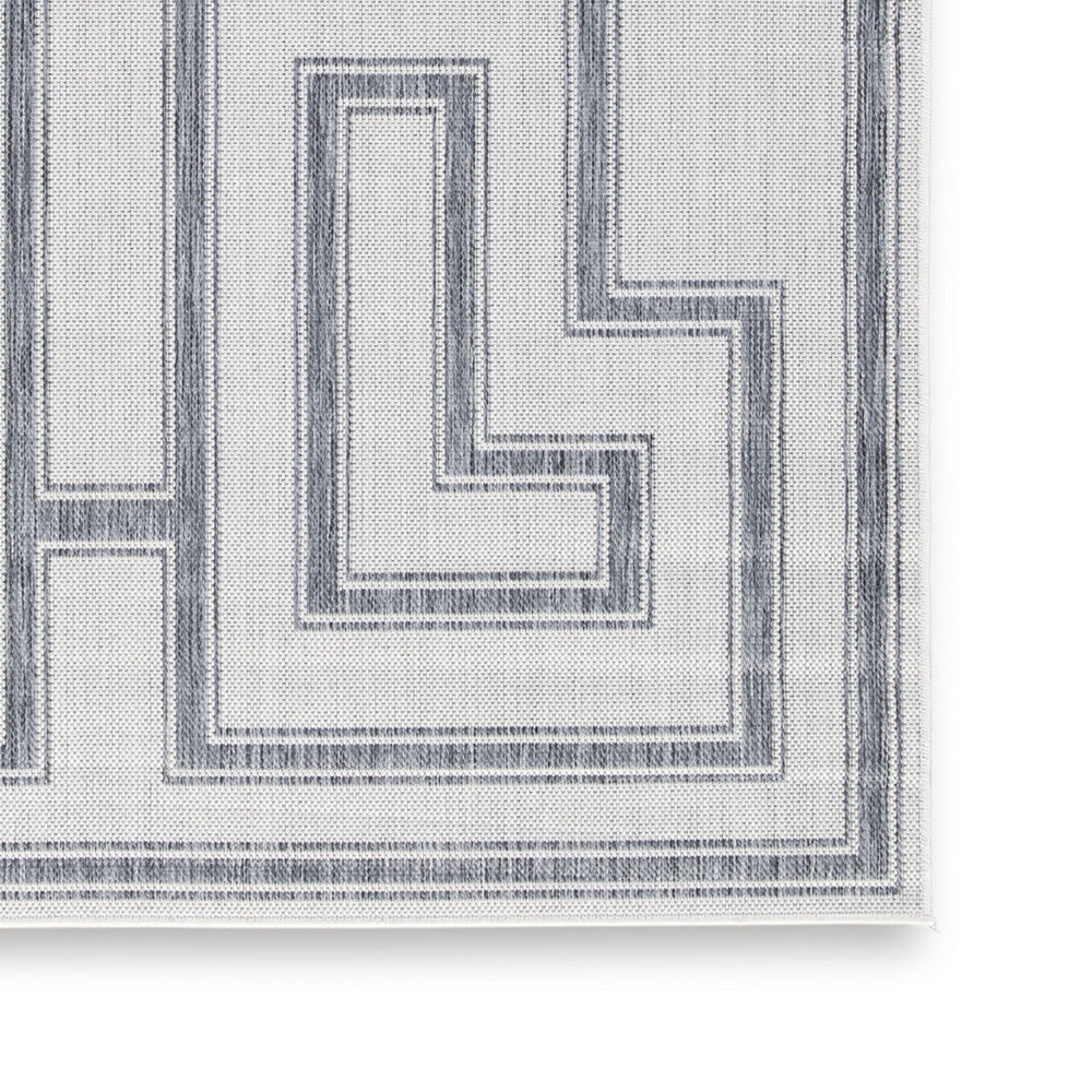 Martina 5 x 7 Area Rug, Indoor Outdoor Greek Key Design, Gray and Ivory By Casagear Home