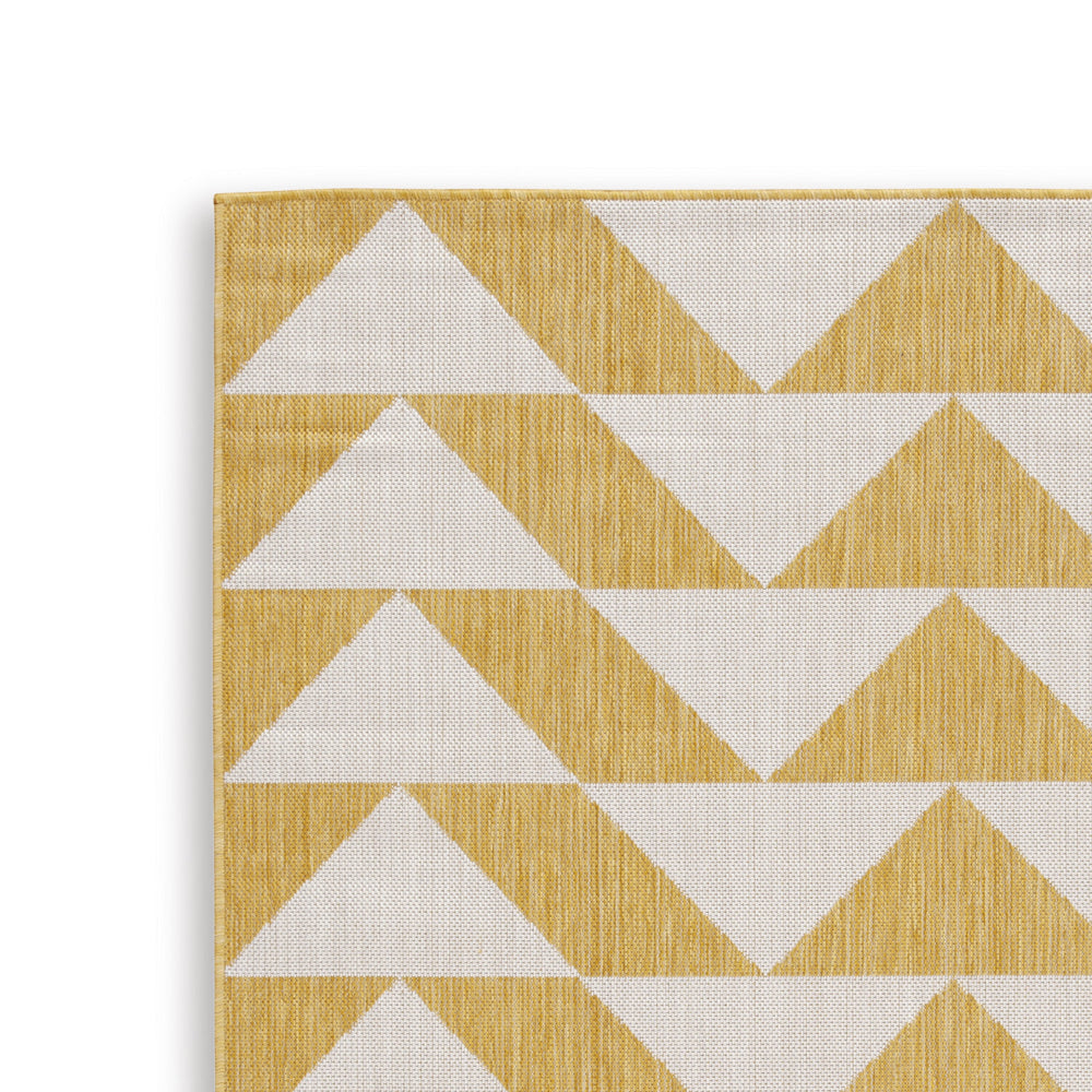 Hamley 8 x 10 Area Rug, Indoor Outdoor, Geometric Prints, Yellow, White By Casagear Home
