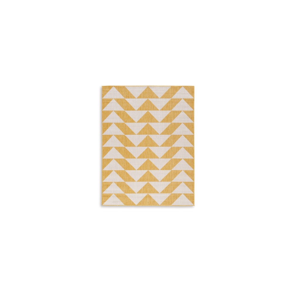 Ashley Hamley 5 x 7 Area Rug, Indoor Outdoor, Yellow, White