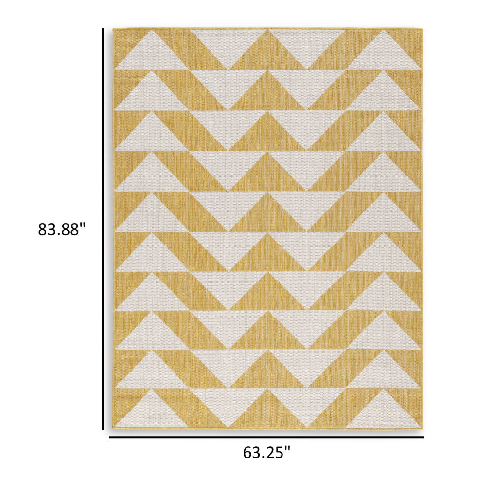 Hamley 5 x 7 Area Rug, Indoor Outdoor, Geometric Prints, Yellow, White By Casagear Home