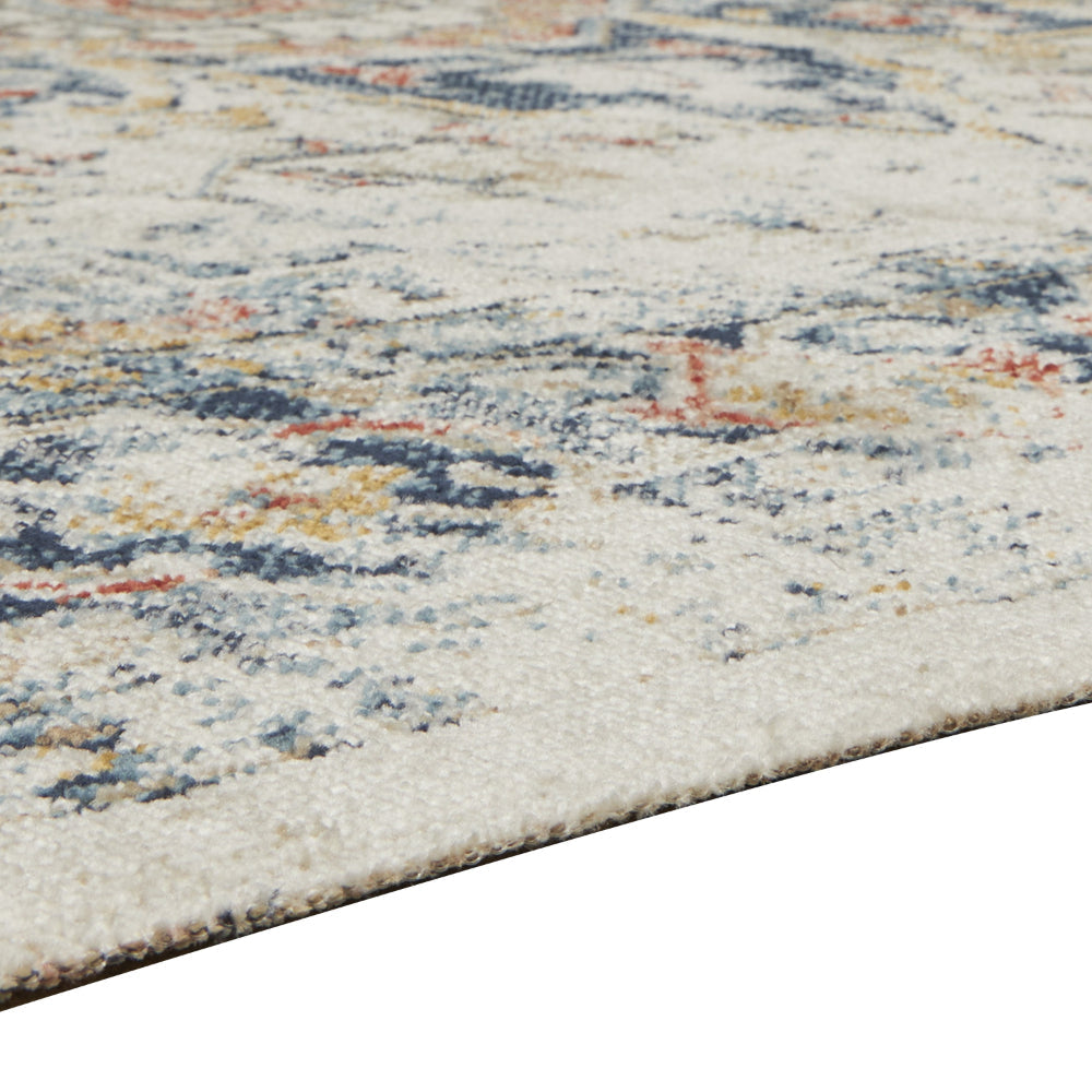 Ashley Jerry 5 x 7 Area Rug, Indoor Outdoor, Medallion, White, Orange by Casagear