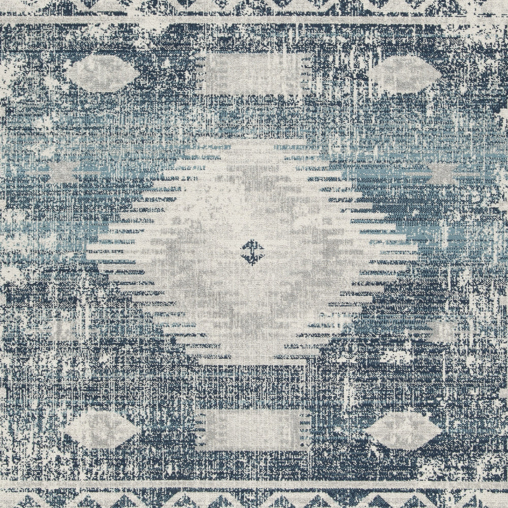 Daisy 5 x 7 Area Rug, Indoor Outdoor, Persian Pattern, Polyester Gray, Blue By Casagear Home