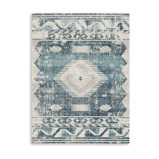 Ashley Daisy 5 x 7 Area Rug, Indoor Outdoor, Polyester, Gray Blue