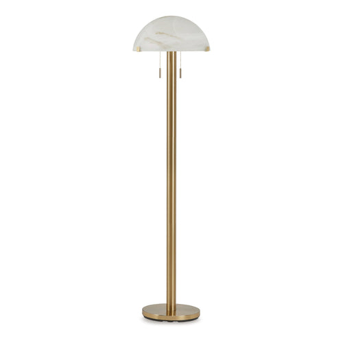Ashley Sein 62" Floor Lamp, Pull Chain Switch, Dome Shade, Brass
