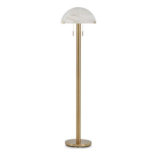 Ashley Sein 62" Floor Lamp, Pull Chain Switch, Dome Shade, Brass