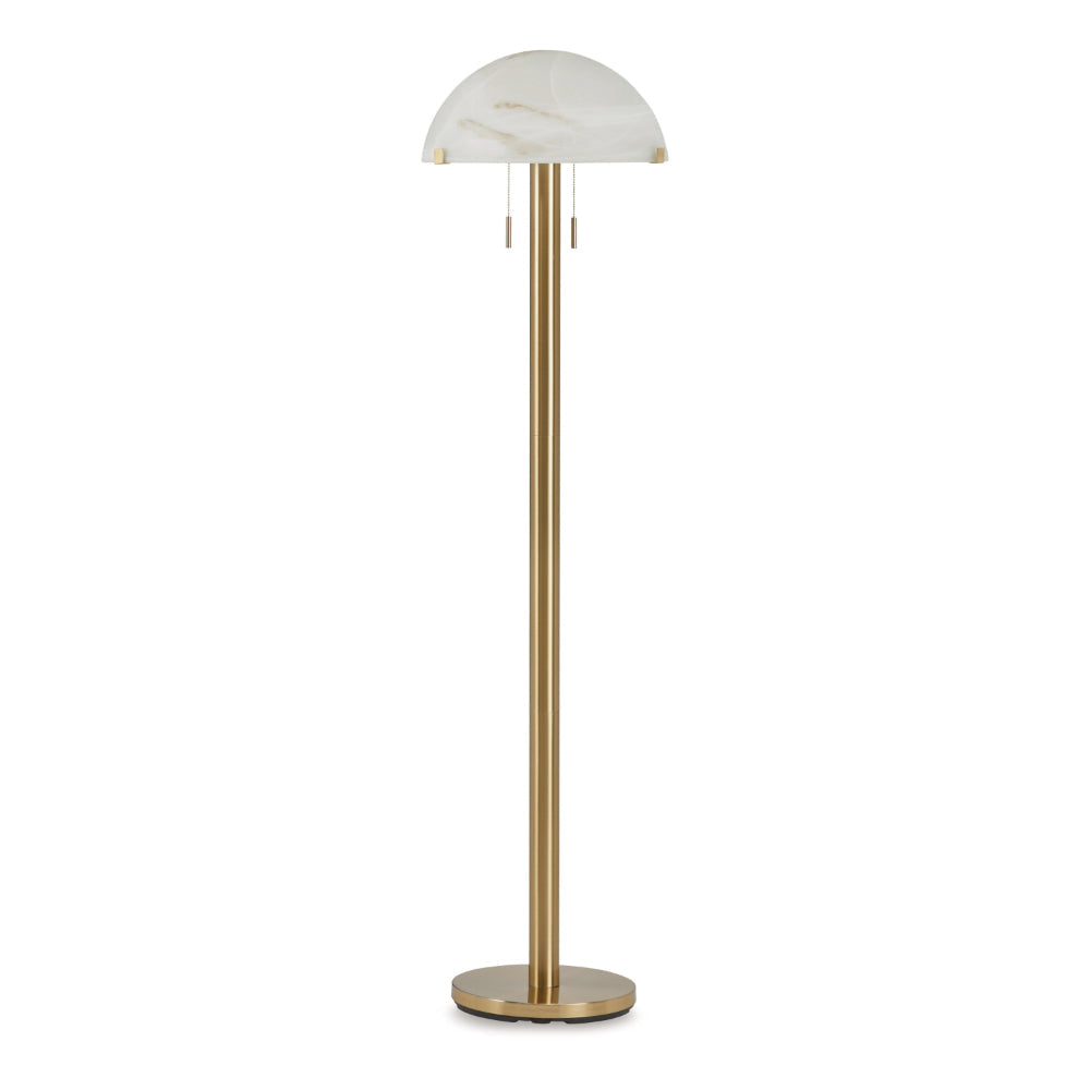 Ashley Sein 62" Floor Lamp, Pull Chain Switch, Dome Shade, Brass