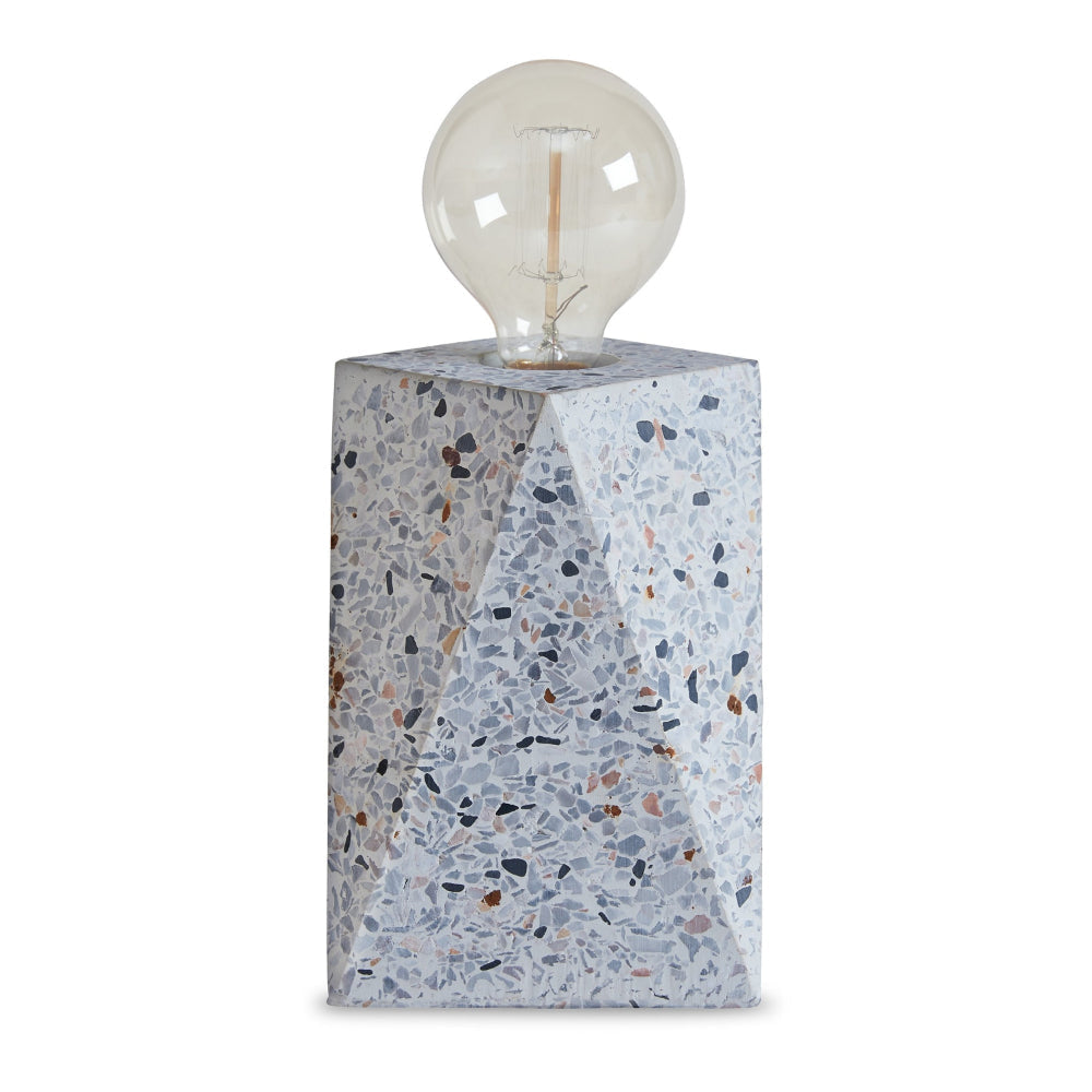 Ashley Joen 7" Table Lamp, Stone Sculpture Base, White Terrazzo