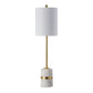 Joen 31 Inch Modern Table Lamp, Round White Terrazzo Base, Gold Brass Metal By Casagear Home