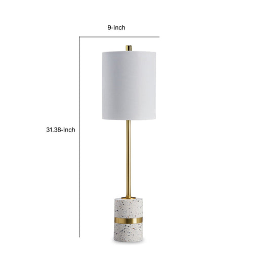 Ashley Joen 31" Modern Table Lamp, White Terrazzo Base, Brass Metal