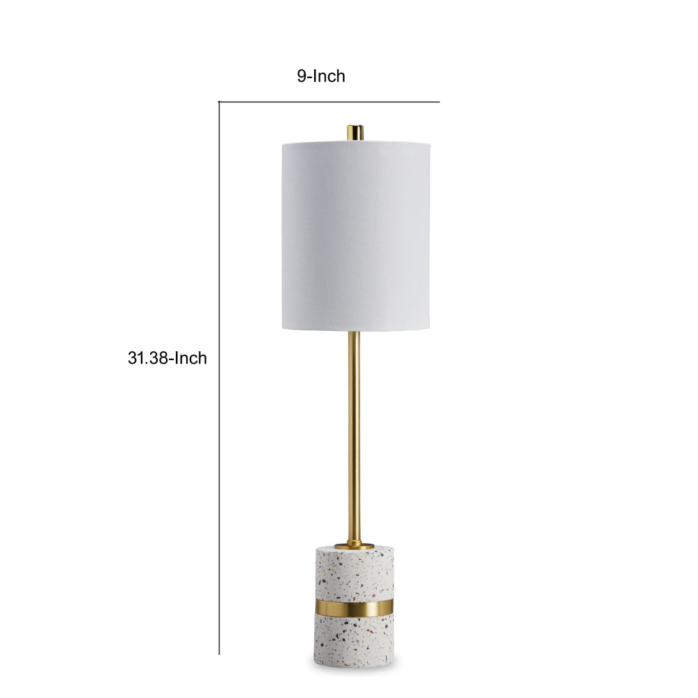 Ashley Joen 31" Modern Table Lamp, White Terrazzo Base, Brass Metal