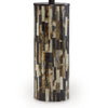 Foer 27 Inch Table Lamp Cream Drum Fabric Shade Black Brown Resin Base By Casagear Home BM318384