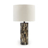 Ashley Foer 27" Table Lamp, Cream Drum Fabric Shade, Black Resin