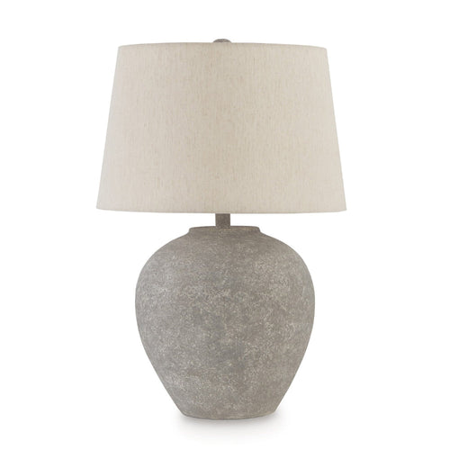 Ashley Waer 26" Table Lamp Classic Gray Pot Style, White Drum Shade
