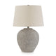 Waer 26 Inch Table Lamp Classic Gray Pot Style Base White Drum Shade By Casagear Home BM318385