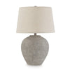 Waer 26 Inch Table Lamp Classic Gray Pot Style Base White Drum Shade By Casagear Home BM318385