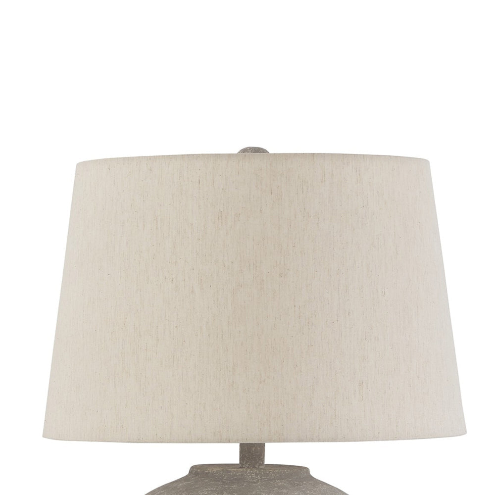 Waer 26 Inch Table Lamp Classic Gray Pot Style Base White Drum Shade By Casagear Home BM318385