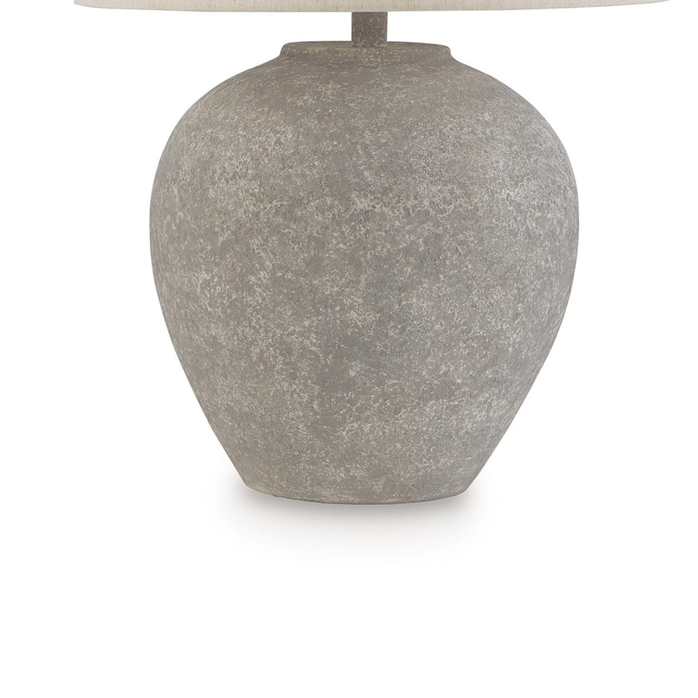 Waer 26 Inch Table Lamp Classic Gray Pot Style Base White Drum Shade By Casagear Home BM318385