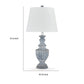Rick 32 Inch Table Lamp, White Empire Fabric Shade, Turned Blue Terracotta By Casagear Home