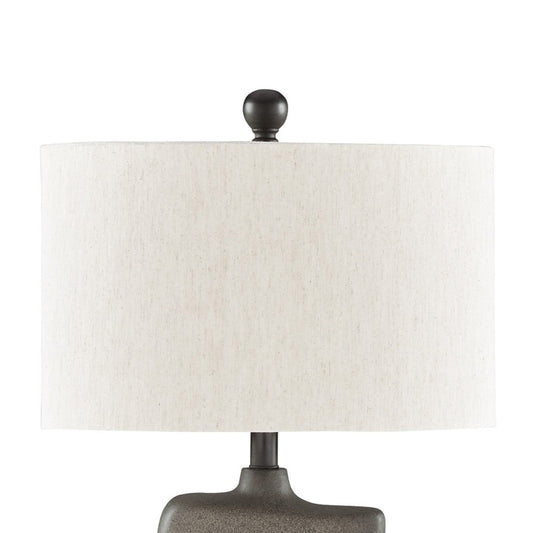 Ashley Nacy 27" Table Lamp, White Oval Shade, Black Artisan Base