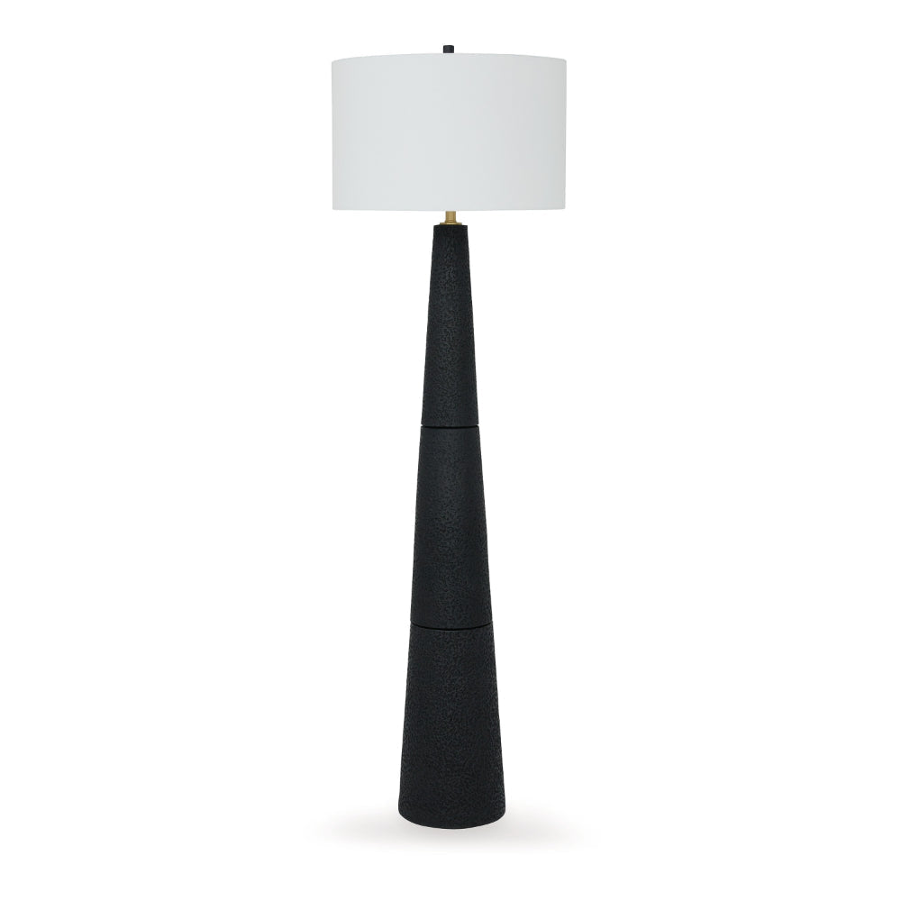 Ashley Boe 69" Floor Lamp, White Shade, Tapered Cone Black Resin