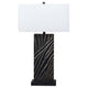 Ashley Len 34" Table Lamp, White Shade, Unique Lined Black Base