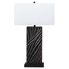 Len Table Lamp, White Rectangular Shade, Unique Lined Design Black Pedestal By Casagear Home