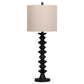 Ando Buffet Table Lamp, Black Turned Fishbone Base, Drum Shade  By Casagear Home