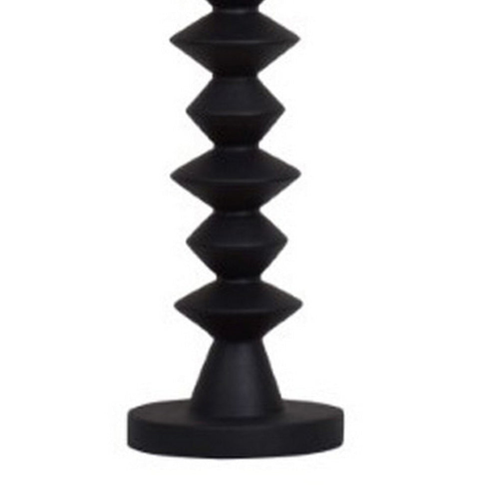 Ando Buffet Table Lamp, Black Turned Fishbone Base, Drum Shade  By Casagear Home