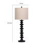 Ando Buffet Table Lamp, Black Turned Fishbone Base, Drum Shade  By Casagear Home