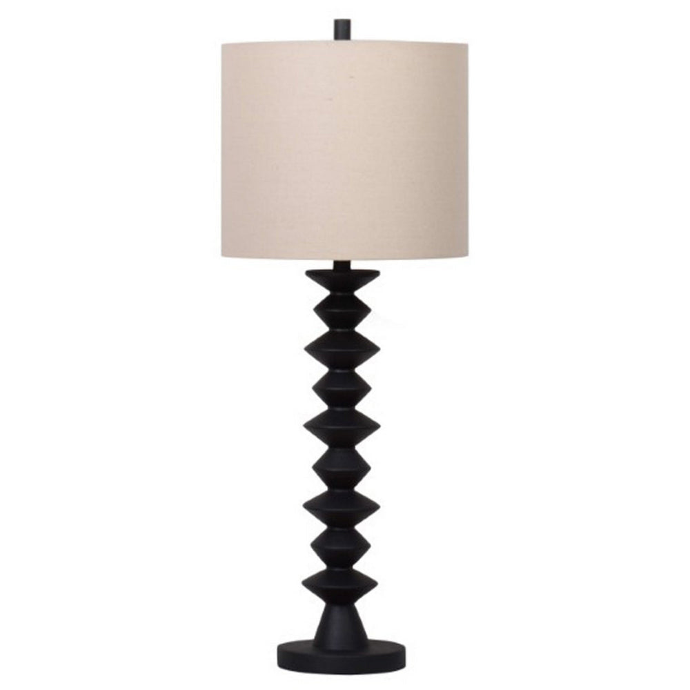 Ashley Ando Buffet Table Lamp, Black Turned Fishbone, Drum Shade