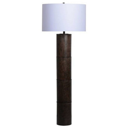 Ashley Saen Floor Lamp, Modern Black Round Base, White Drum Shade