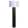Ashley Saen Floor Lamp, Modern Black Round Base, White Drum Shade