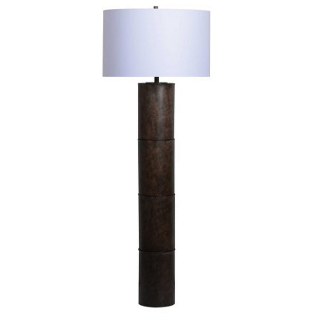 Ashley Saen Floor Lamp, Modern Black Round Base, White Drum Shade
