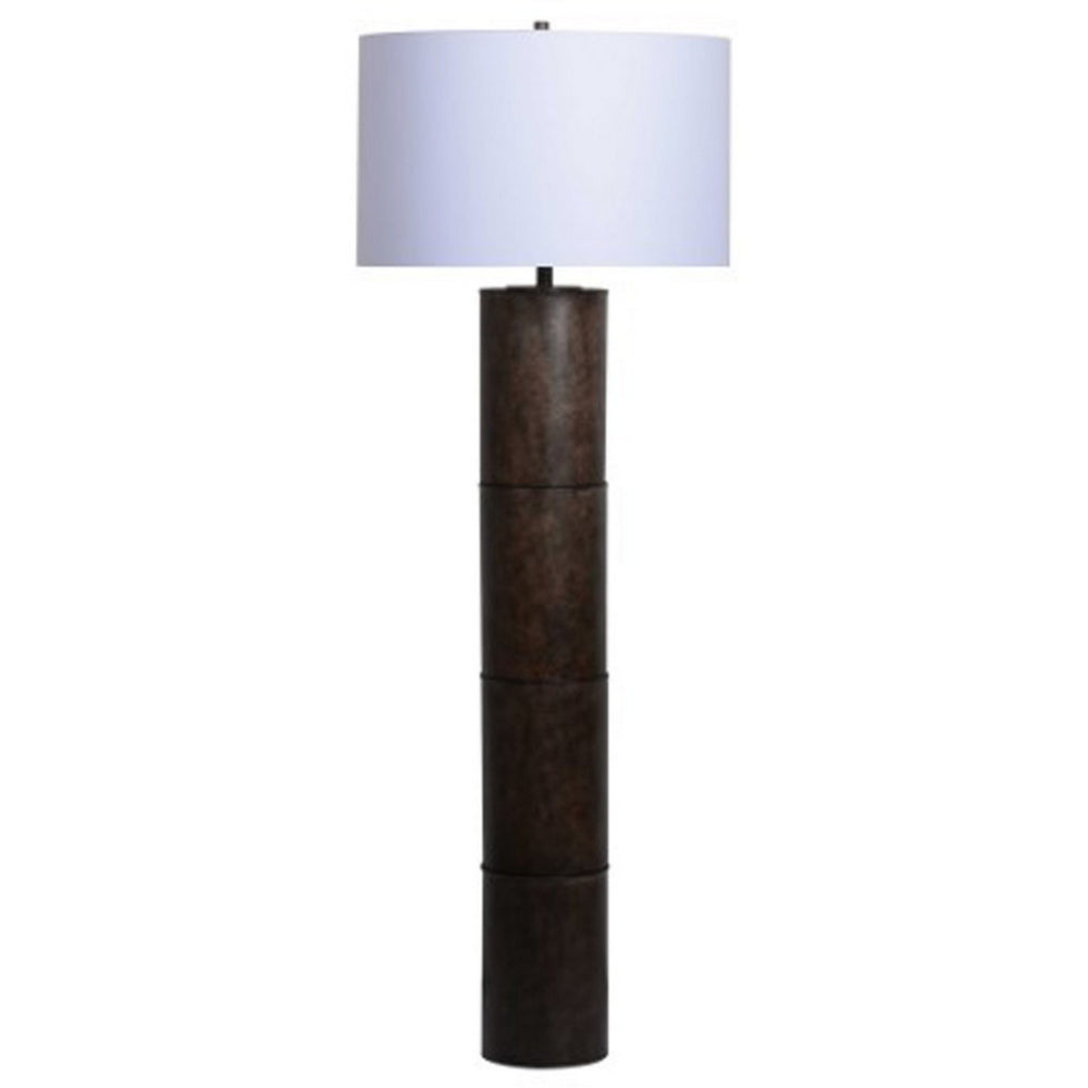 Saen 65 Inch Floor Lamp, Modern Black Cylindrical Base, White Drum Shade By Casagear Home
