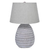 Gyen 29 Inch Table Lamp, Antique White Pattern Pot Base, Gray Empire Shade By Casagear Home