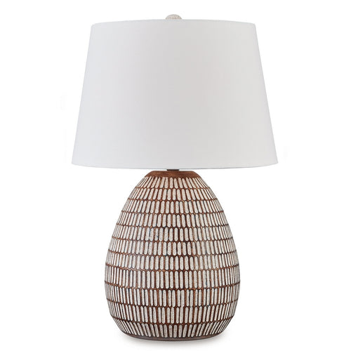 Ashley Gyen 29" Table Lamp, Antique Pot Base, Gray Empire Shade