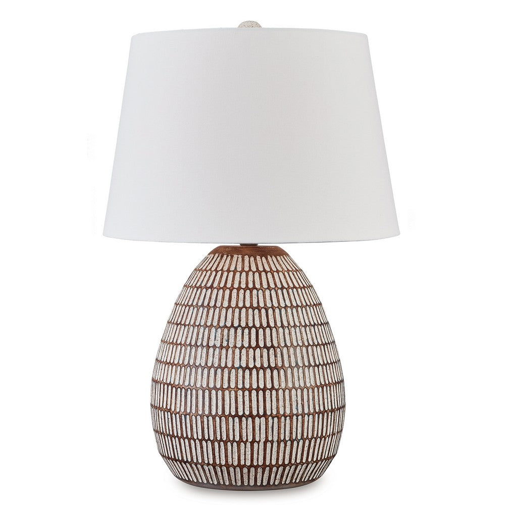 Ashley Gyen 29" Table Lamp, Antique Pot Base, Gray Empire Shade